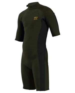 Boys' Billabong 2/2 Absolute Back Zip Flatlock Short Sleeve Spring Wetsuit Multicolor | 618AGCVKF