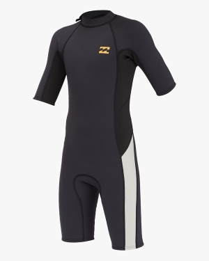 Boys' Billabong 2/2 Absolute Back Zip Short Sleeve Spring Wetsuit Black | 850GTUIXD