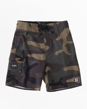 Boys' Billabong (2-7) All Day Lo Tide 13 Boardshorts Camo | 082RZAKJE