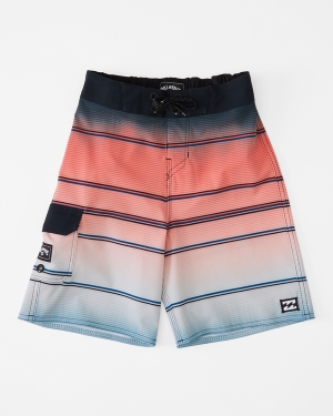 Boys' Billabong (2-7) All Day Stripe Pro 14 Boardshorts Red White Blue | 170KQYNDH