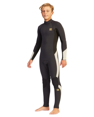 Boys' Billabong 3/2 Absolute Back Zip Full Wetsuit Black | 314UGNXVF