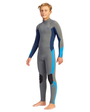 Boys' Billabong 3/2 Absolute Back Zip Full Wetsuit Grey / Grey | 769KMAGSR