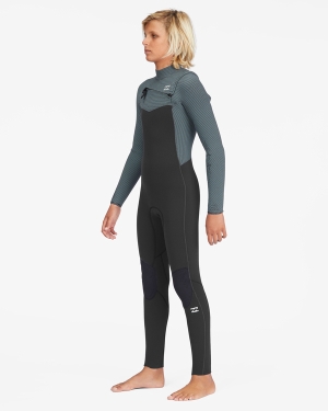 Boys' Billabong 3/2 Revolution Chest Zip Full Wetsuit Black | 259ZLYWEK