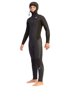 Boys' Billabong 5/4 Absolute Hooded Wetsuit Black | 527SYDRIF