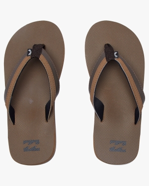 Boys' Billabong All Day Impact Flip Flops Brown | 260HFQXOR