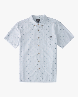 Boys' Billabong All Day Jacquard Short Sleeve Shirts Light Blue | 148SFZIJV