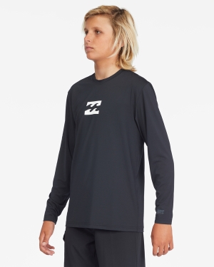 Boys' Billabong All Day Wave Loose Fit Long Sleeve Surf Tee Black | 139ISZGLK