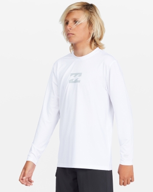 Boys' Billabong All Day Wave Loose Fit Long Sleeve Surf Tee White | 397FGRYSM