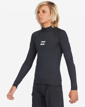 Boys' Billabong All Day Wave Performance Fit Long Sleeve Playsuit Black | 430IBYAFJ