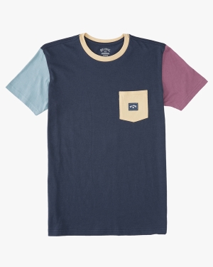 Boys' Billabong Apex Pocket T Shirts Navy | 145QMSTDB