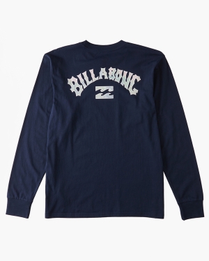 Boys' Billabong Arch Fill Long Sleeve T Shirts Navy | 821HIYAFR