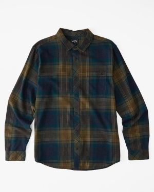 Boys' Billabong Coastline Flannel Shirts Turquoise | 326DNJXOK