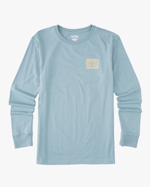Boys' Billabong Crayon Wave Long Sleeve T Shirts Blue | 241XARMWU