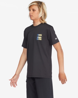 Boys' Billabong Crayon Wave Loose Fit Short Sleeve Surf Tee Black | 976YDVWSJ