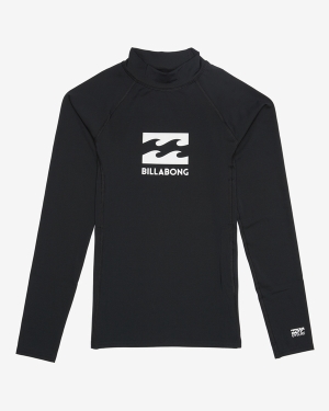 Boys' Billabong Stack Wave Long Sleeve Surf Tee Black | 172PCXNRV