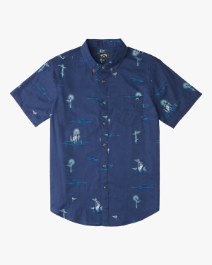 Boys' Billabong Sundays Mini Short Sleeve Shirts Blue | 289TVZOYS