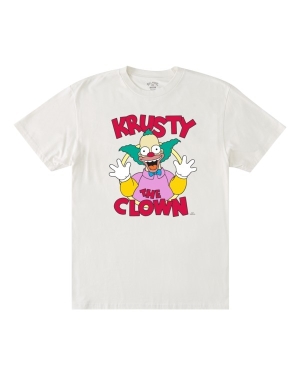 Boys' Billabong The Simpsons Krusty Wave Washed Organic Short Sleeve T Shirts White | 819ZOAUPT
