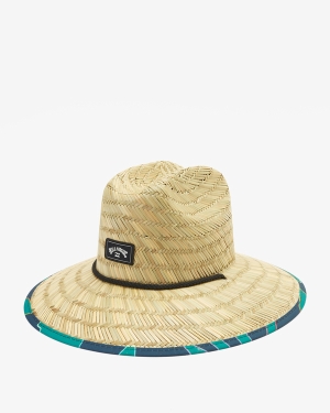 Boys' Billabong Tides Print Straw Lifeguard Hats Deep Turquoise | 824NIXEMJ