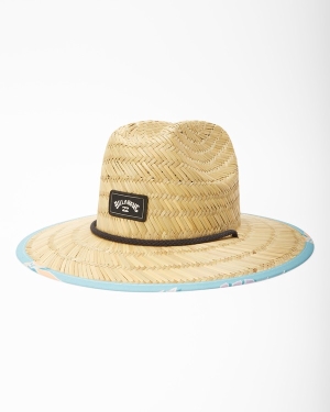Boys' Billabong Tides Print Straw Lifeguard Hats Light Blue | 895VAZHFU
