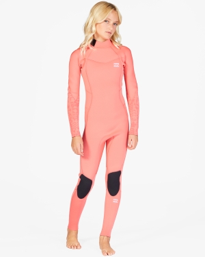 Girls' Billabong 3/2 Synergy Back Zip Full Wetsuit Coral | 280DBIPGS