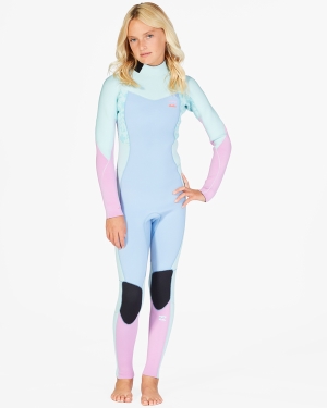 Girls' Billabong 4/3 Synergy Back Zip Full Wetsuit Multicolor | 342HKXEVD