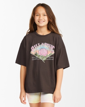Girls' Billabong A Rose Is A Rose Boyfriend T Shirts Black | 728OQEMWC