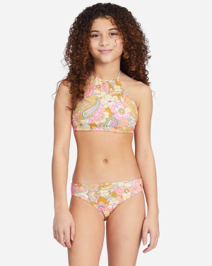 Girls' Billabong Aint She A Beaut High-Neck Set Swimwear Multicolor | 163WGXBJT