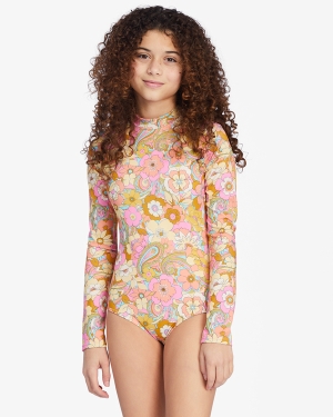 Girls' Billabong Aint She A Beaut Long Sleeve UPF 50 Swimsuits Multicolor | 290ISDEJF