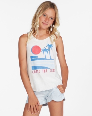 Girls' Billabong Chase The Sun Tops Light Blue | 685YGFEJV