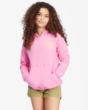 Girls' Billabong Comfort Zone Graphic Hoodie Pink | 463UFRSCO