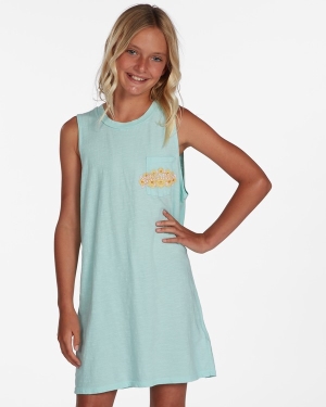 Girls' Billabong Cool Days Sleeveless Dress Mint | 769FXTMLR