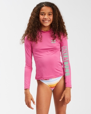 Girls' Billabong Core Surfdaze Long Sleeve Playsuit Pink | 289EORVDK