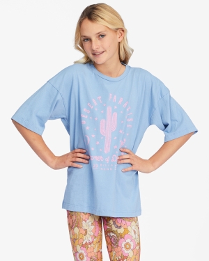 Girls' Billabong Desert Paradise Graphic Boyfriend T Shirts Light Indigo | 920TXEUOP