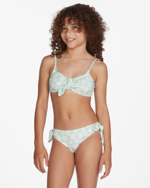 Girls' Billabong Ditsy Love Knotted Tall Trilet Set Swimwear Orange | 317PYFIHG