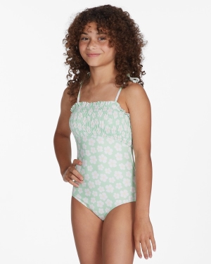 Girls' Billabong Ditsy Love One-Piece Swimwear Orange | 798WBUNOC