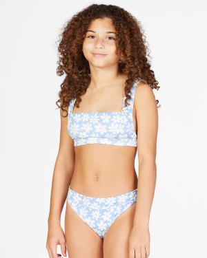 Girls' Billabong Feelin Sweet Set Swimwear Blue | 946UZGMQW