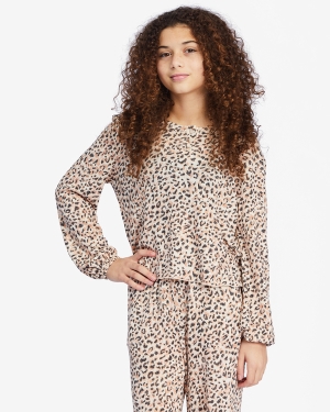Girls' Billabong Happy Henley Long Sleeve Tops Multicolor | 042WMNRTZ