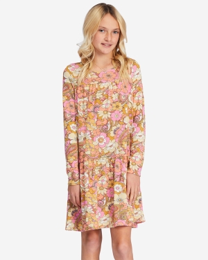 Girls' Billabong In The Wild Long Sleeve Mini Dress Chocolate | 846WJFICZ
