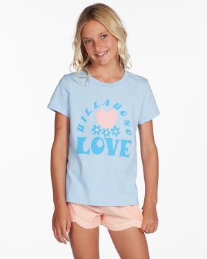 Girls' Billabong Love Always Boyfriend T Shirts Blue | 180KJOYHC