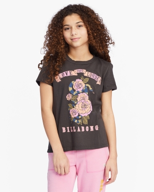 Girls' Billabong Love Louder Graphic Boyfriend T Shirts Black | 831HZMWIF