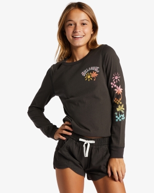 Girls' Billabong Mad For You Elastic Waist Shorts Black | 284SFNXQU
