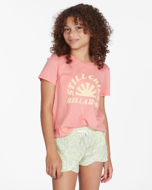 Girls' Billabong Mad For You Elastic Waist Shorts Orange | 679PJTNQD