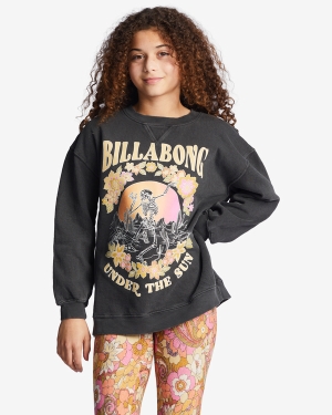 Girls' Billabong Making Waves Crewneck Sweatshirt Black | 830IHBDYC