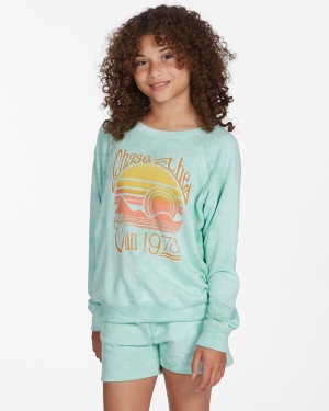 Girls' Billabong Mint To Be Crewneck Sweatshirt Mint | 920AODFTQ
