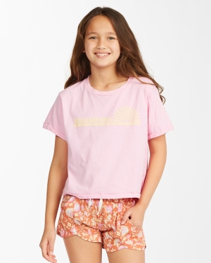 Girls' Billabong Morning Sun Beach Street T Shirts Pink | 257DCYWIE