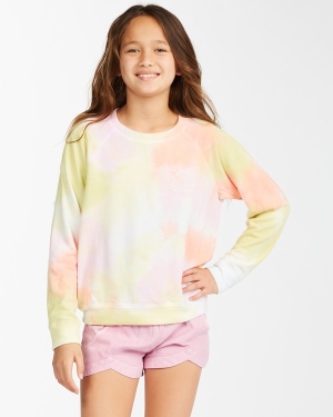 Girls' Billabong Painted Rainbows Tie Dye Crewneck Sweatshirt Multicolor | 205DTKBCY