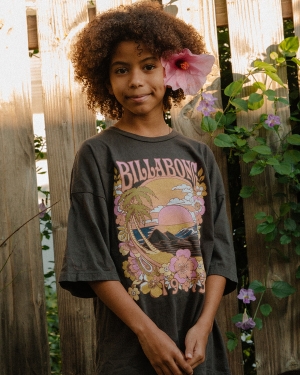 Girls' Billabong Peace Of Mind Graphic Boyfriend T Shirts Black | 973LTAFWS