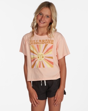 Girls' Billabong Radiate Love Beach Street T Shirts Coral | 689VRCNEJ