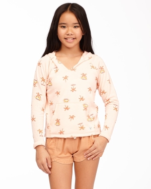Girls' Billabong Rainbow Palms Pullover Hoodie Pink | 914KEZYDL