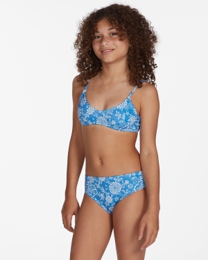Girls' Billabong Ready For Fun Trilet Set Swimwear Blue | 728XUEGDR
